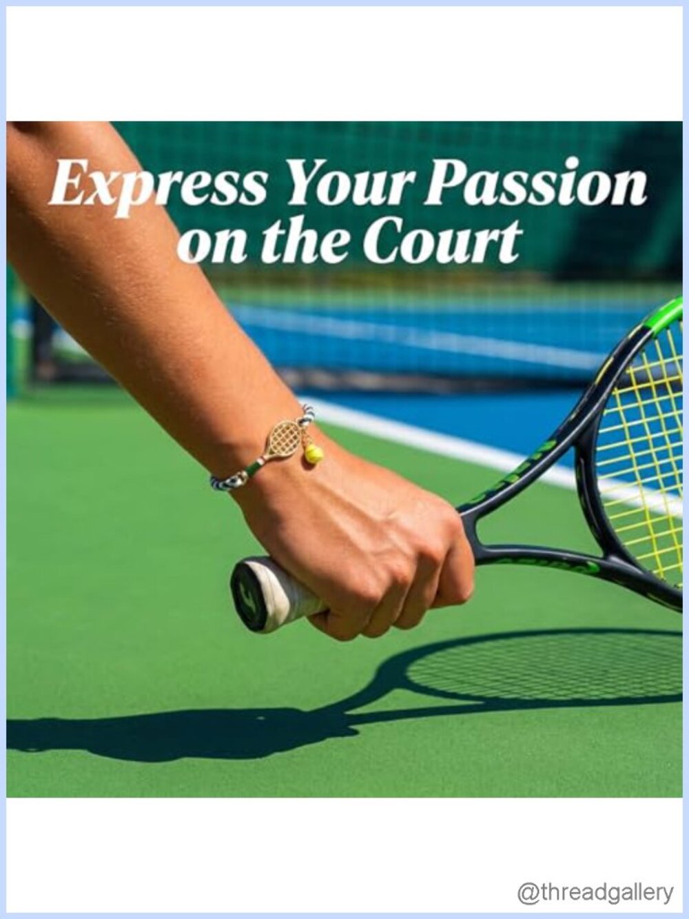 Handmade Braided Rope Tennis Racket Bracelet Adjustable Wax Rope Dainty Sports - Picture 4 of 6